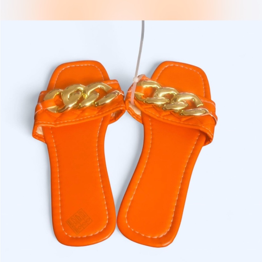 Pick 5 Orange Sandals with Gold Chain Detail
